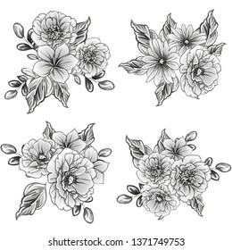 Flowers set. Collection of floral elements