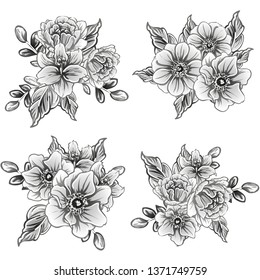 Flowers set. Collection of floral elements