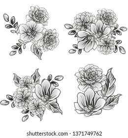 Flowers set. Collection of floral elements