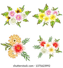 Flowers set. Collection of floral elements