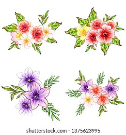 Flowers set. Collection of floral elements