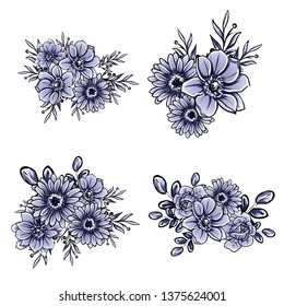 Flowers set. Collection of floral elements