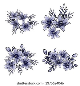 Flowers set. Collection of floral elements