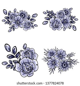 Flowers set. Collection of floral elements