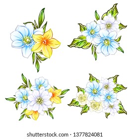 Flowers set. Collection of floral elements