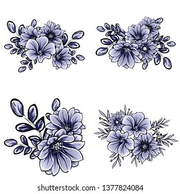 Flowers set. Collection of floral elements