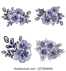 Flowers set. Collection of floral elements