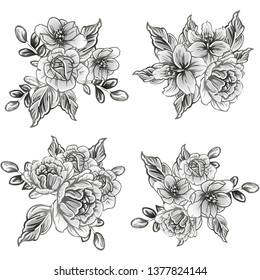 Flowers set. Collection of floral elements