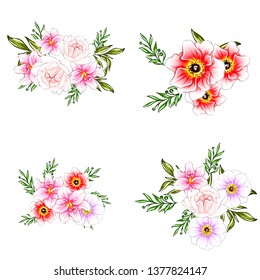 Flowers set. Collection of floral elements
