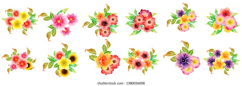Flowers set. Collection of floral elements