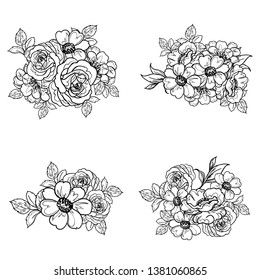 Flowers set. Collection of floral elements