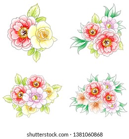 Flowers set. Collection of floral elements