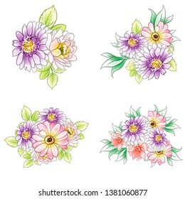Flowers set. Collection of floral elements