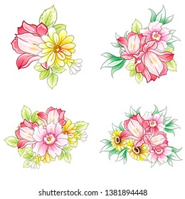 Flowers set. Collection of floral elements