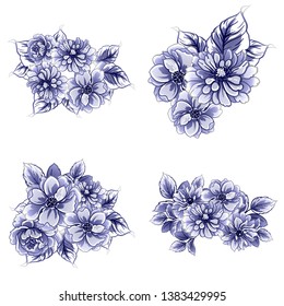 Flowers set. Collection of floral elements