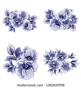 Flowers set. Collection of floral elements
