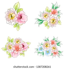 Flowers set. Collection of floral elements