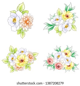 Flowers set. Collection of floral elements