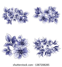 Flowers set. Collection of floral elements