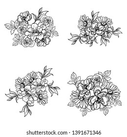 Flowers set. Collection of floral elements