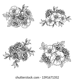 Flowers set. Collection of floral elements