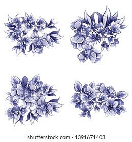 Flowers set. Collection of floral elements