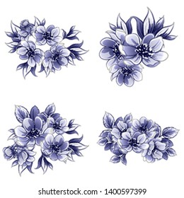 Flowers set. Collection of floral elements