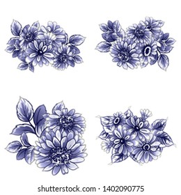 Flowers set. Collection of floral elements