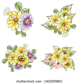 Flowers set. Collection of floral elements