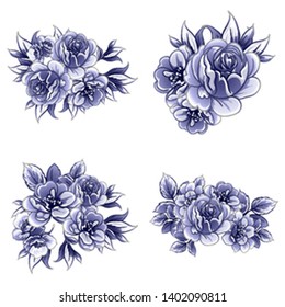 Flowers set. Collection of floral elements