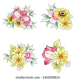 Flowers set. Collection of floral elements