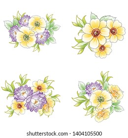 Flowers set. Collection of floral elements