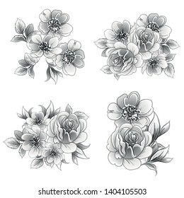 Flowers set. Collection of floral elements