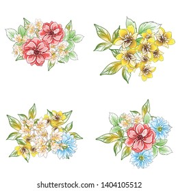 Flowers set. Collection of floral elements