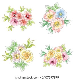 Flowers set. Collection of floral elements