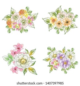 Flowers set. Collection of floral elements