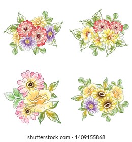 Flowers set. Collection of floral elements