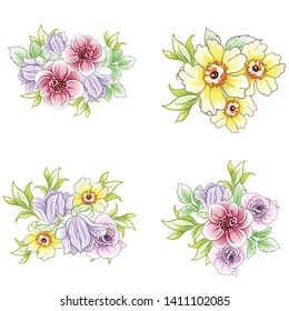 Flowers set. Collection of floral elements