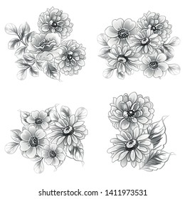 Flowers set. Collection of floral elements