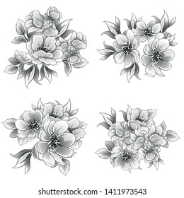 Flowers set. Collection of floral elements