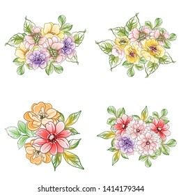 Conjunto de flores. Colección de Elementos florales