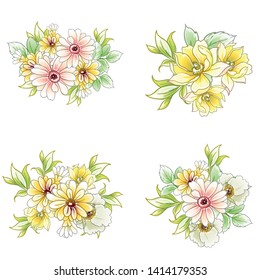 Flowers set. Collection of floral elements