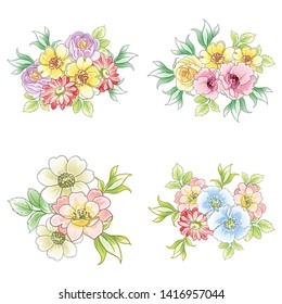 Flowers set. Collection of floral elements