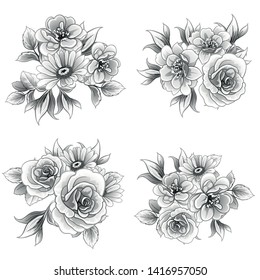 Flowers set. Collection of floral elements