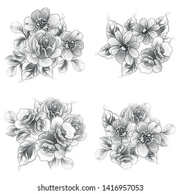 Flowers set. Collection of floral elements