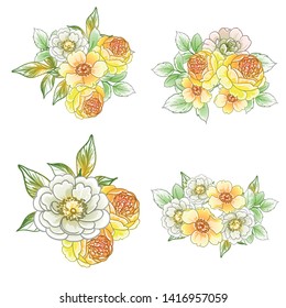 Flowers set. Collection of floral elements