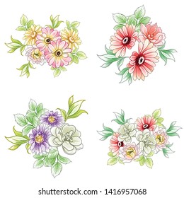 Flowers set. Collection of floral elements