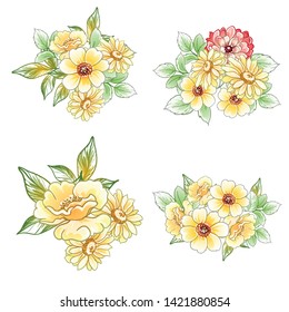 Flowers set. Collection of floral elements