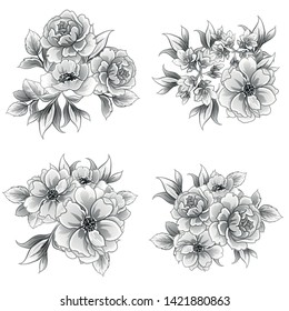 Flowers set. Collection of floral elements