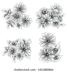 Flowers set. Collection of floral elements